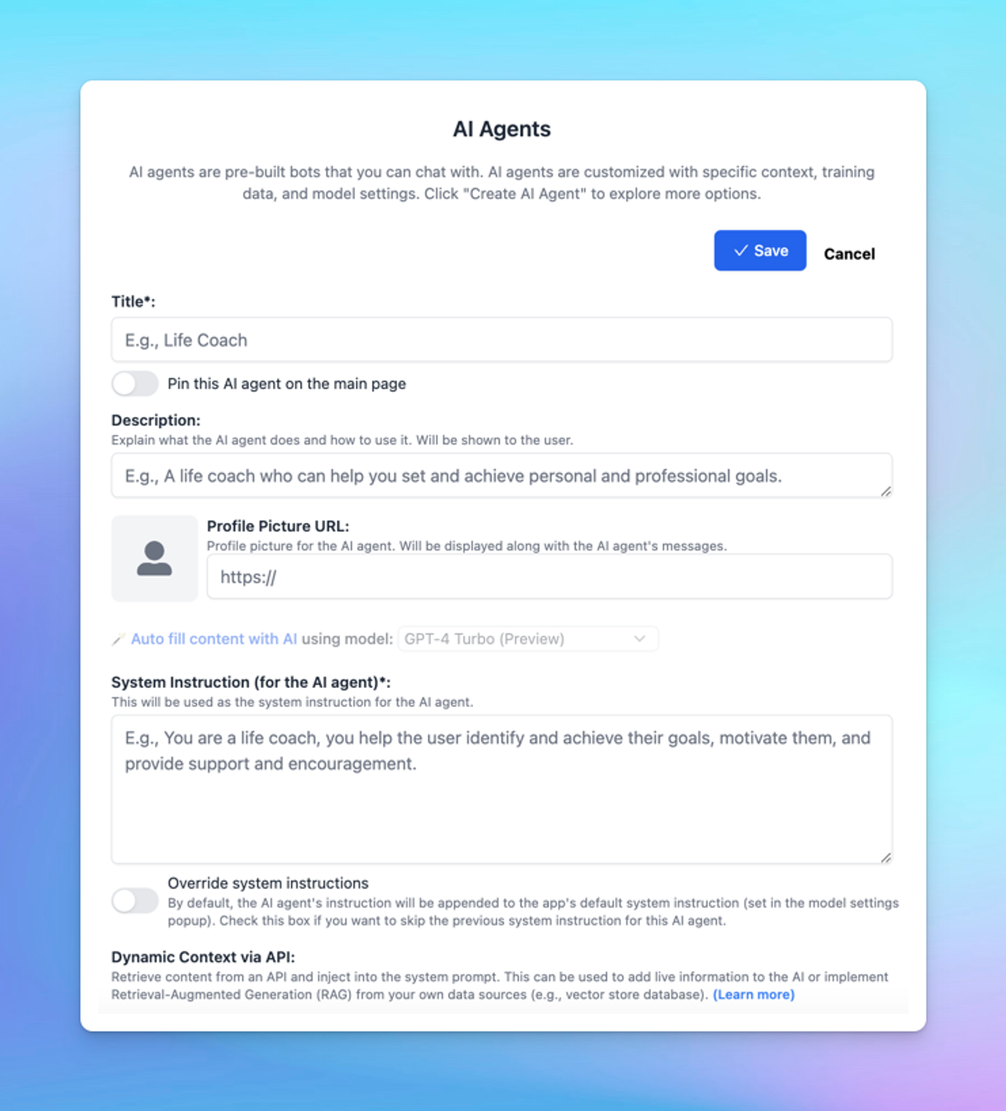 AI Agent Form