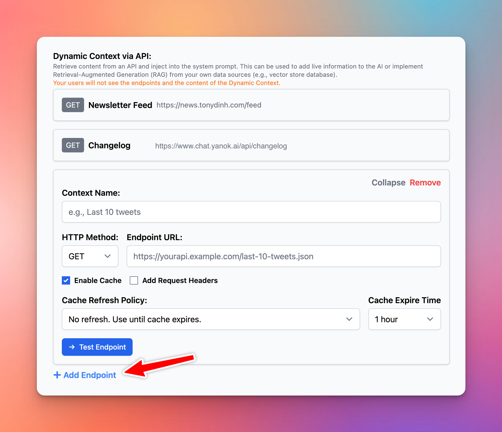 Dynamic Context Setup