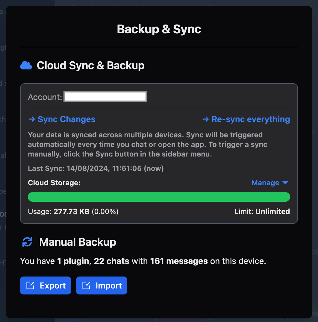 Backup sync screenshot