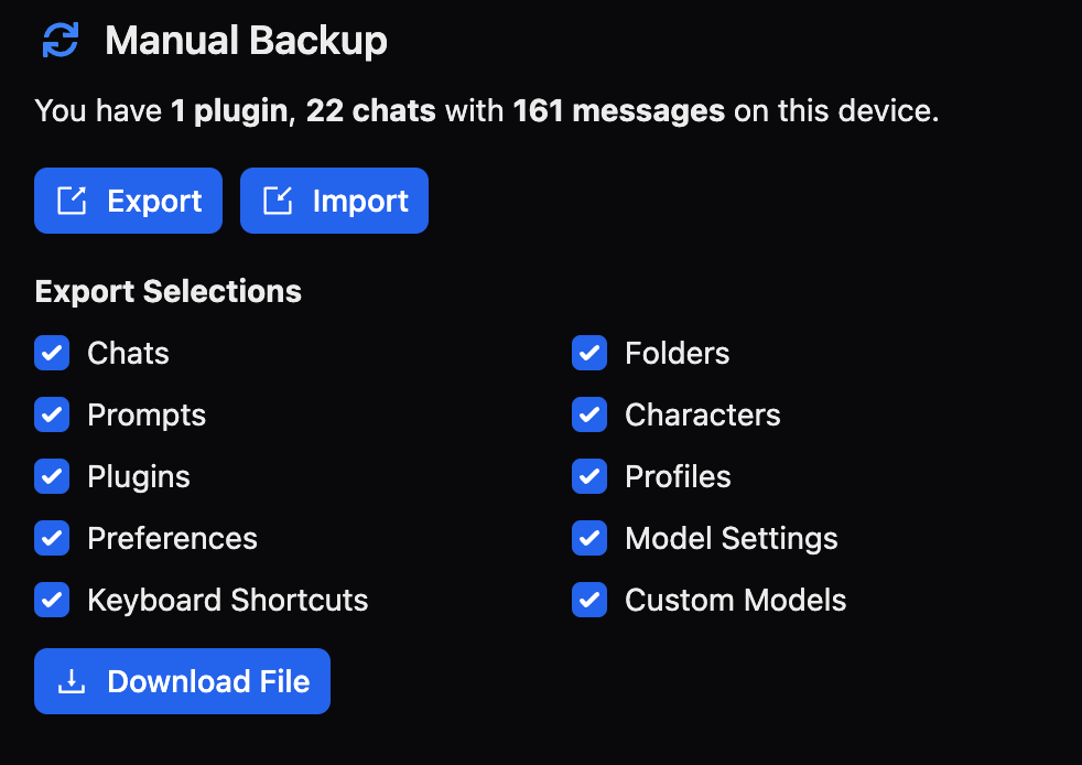 Import export screenshot