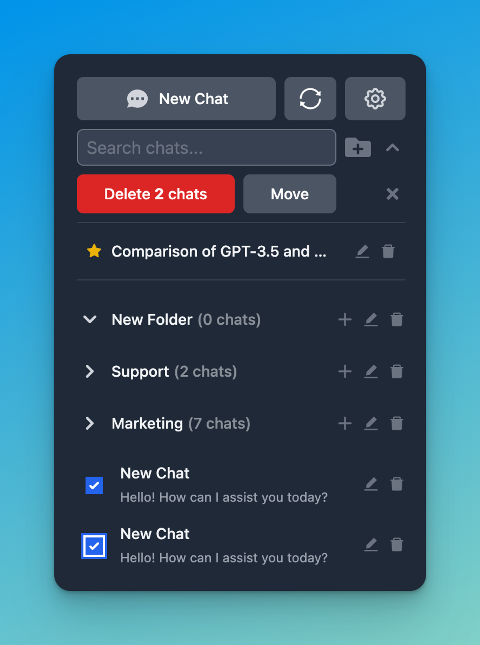 Workspace organization screenshot